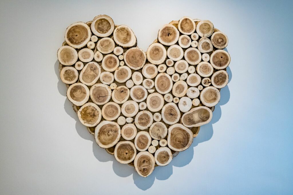 Heart made from logs