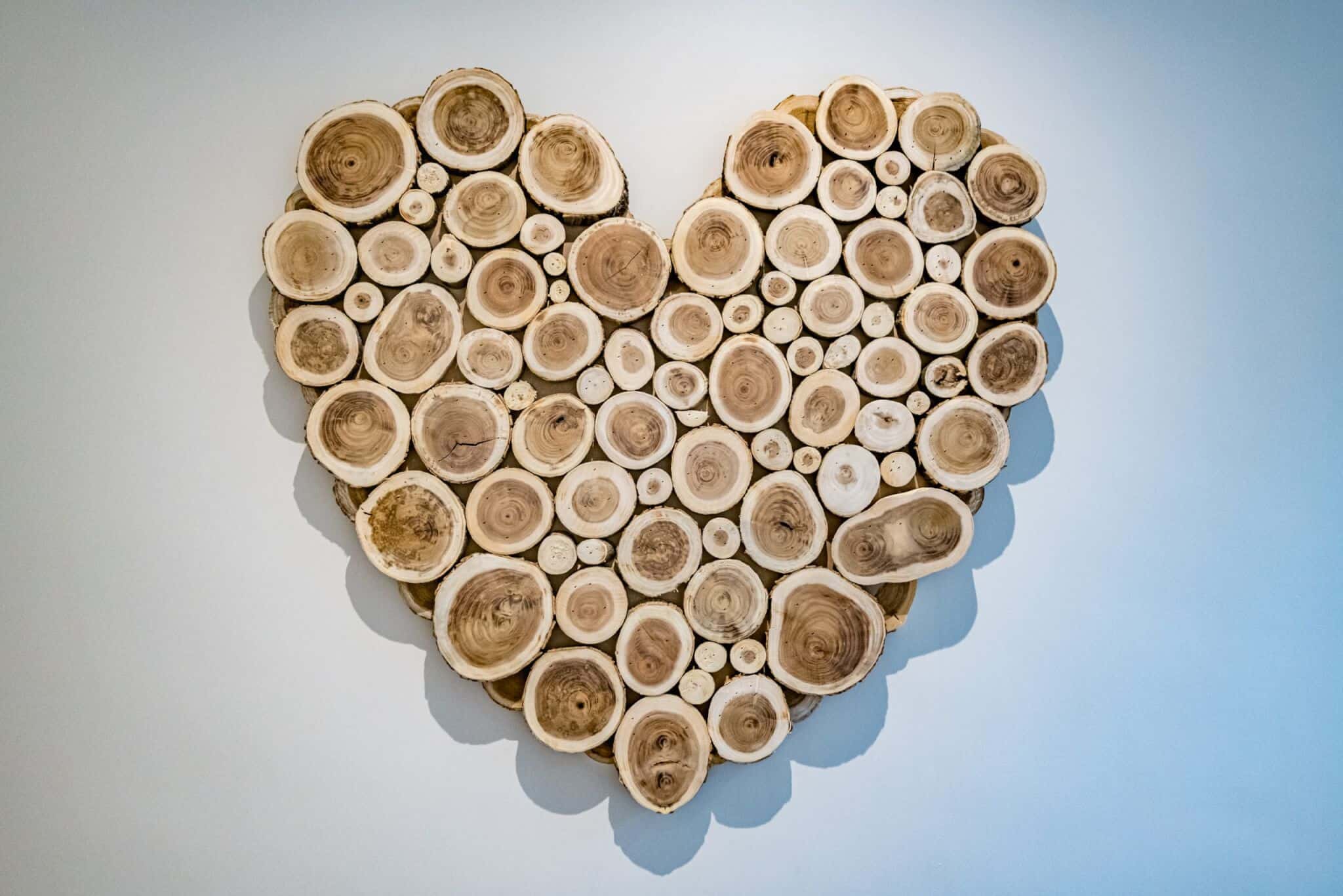 Heart made from logs