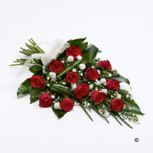 Red Roses and white flowers arrangement