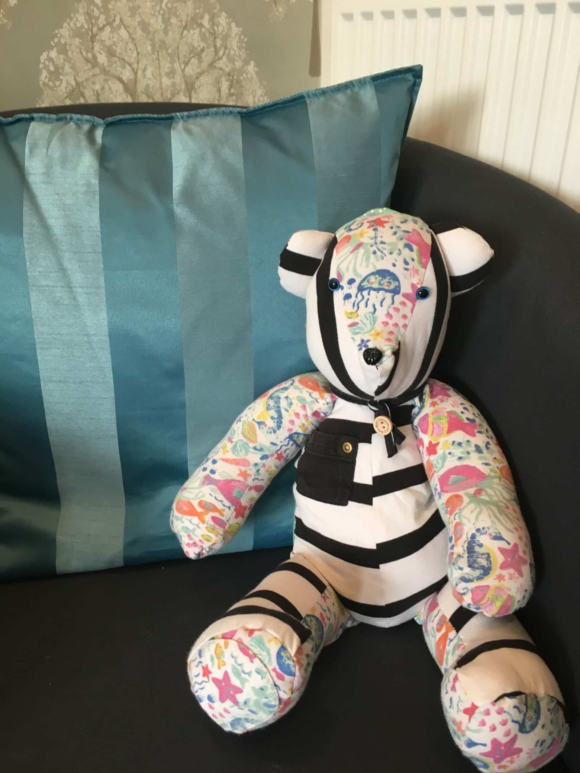 Teddy bear on sofa
