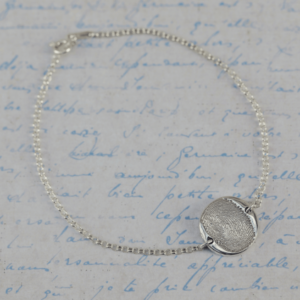 Fingerprint bracelet on silver chain