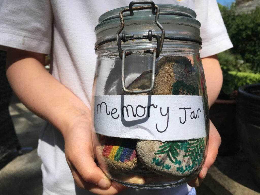 Continuing bonds - memory jar with pebbles