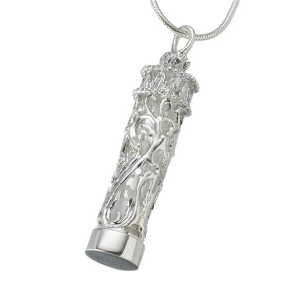 Sterling Silver Chromate Cylinder Pendant with Glass Insert