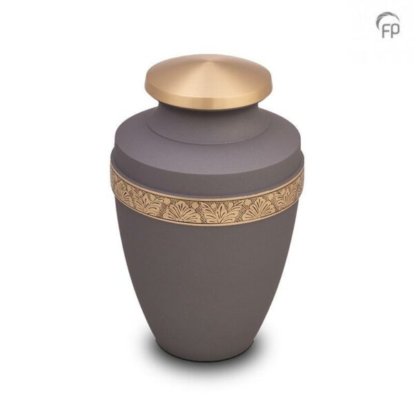Brass Urn (Brown with Gold Engraved Band)
