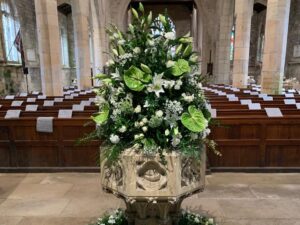 Font flower arrangement