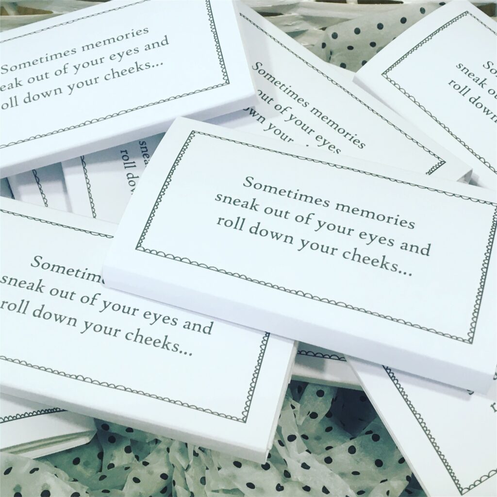 Tissues handout funeral favours memento