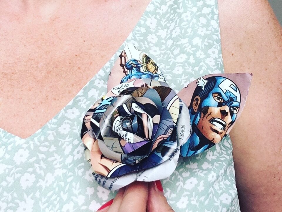 Funeral corsaga with Marvel theme