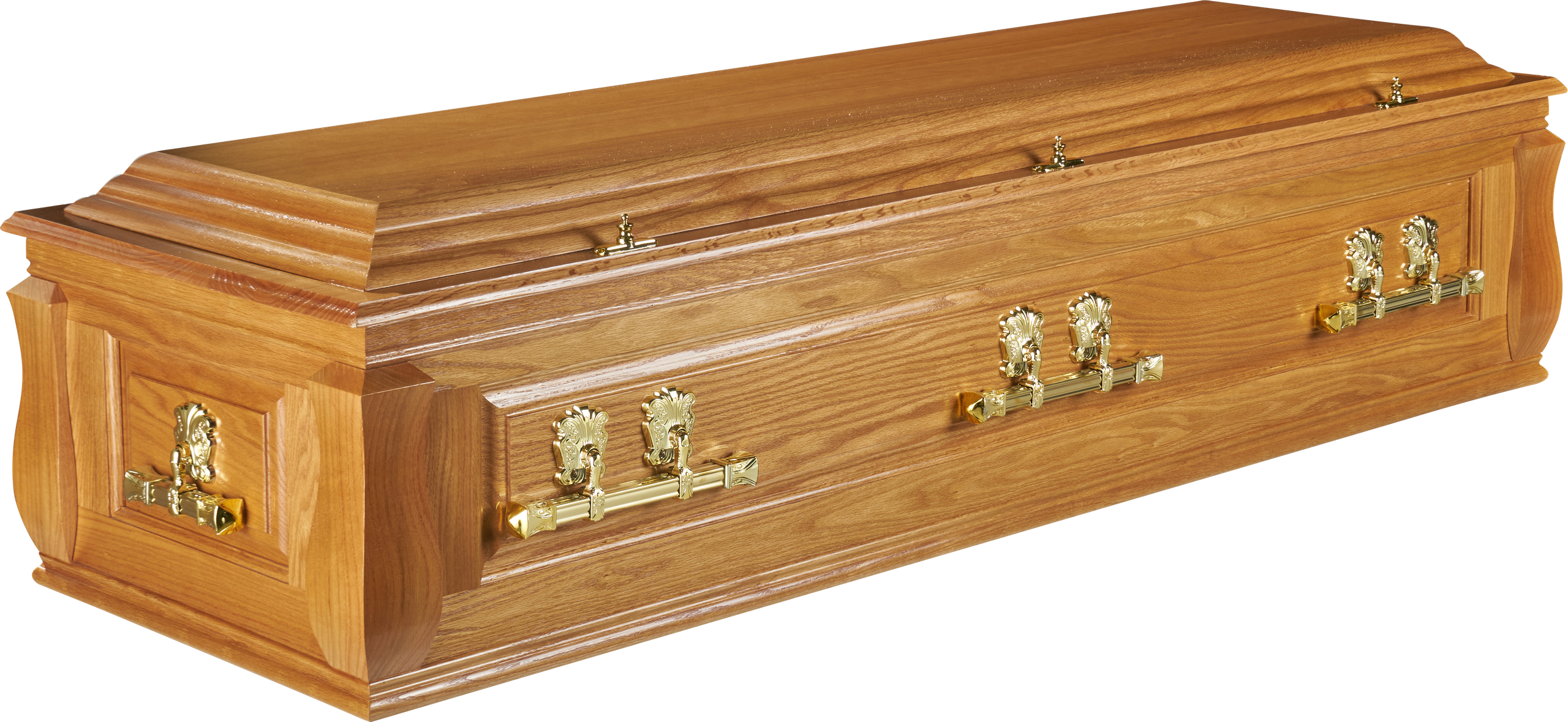 Solid oak casket with fielded panel sides