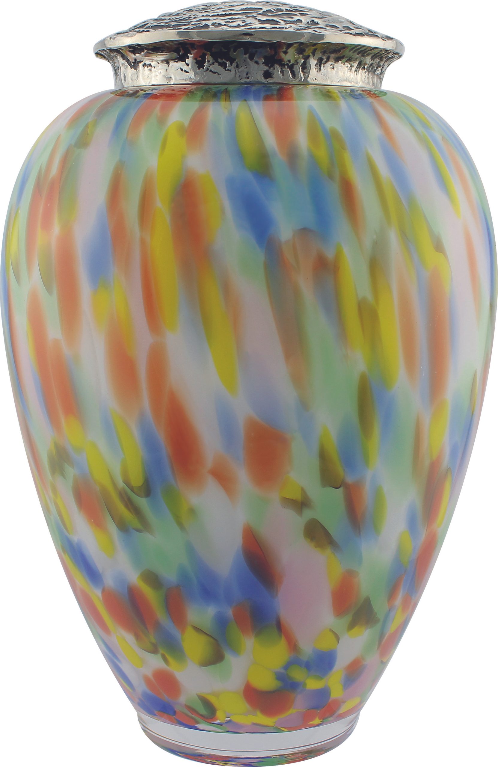 Rainbow Flecked Glass Urn
